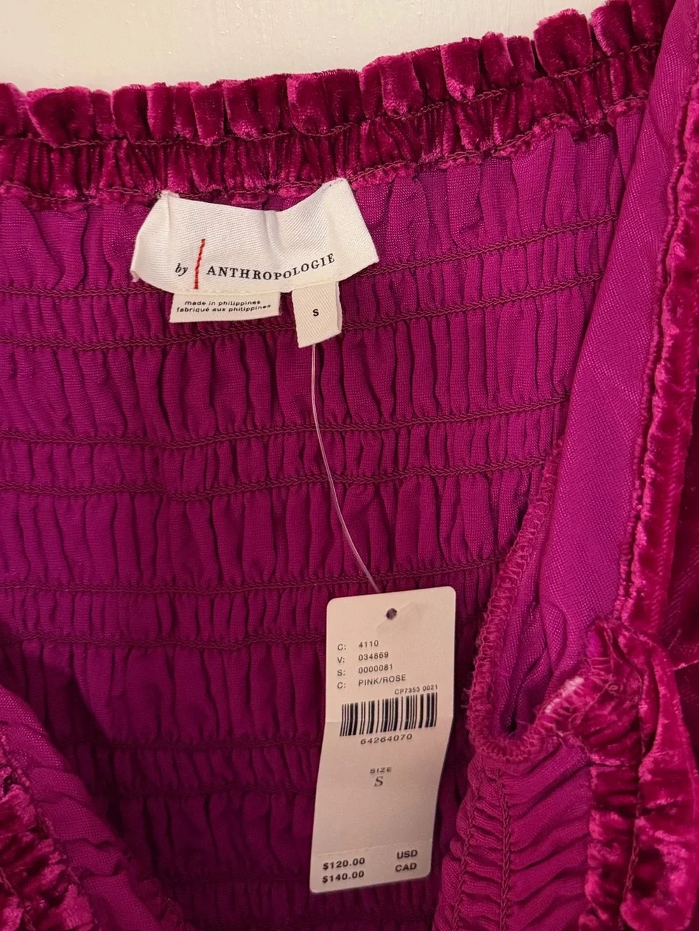 Anthropologie smocked puff